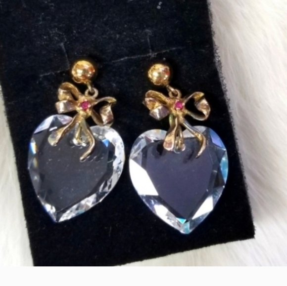 Lenox Jewelry - Vintage Lenox crystal heart earrings